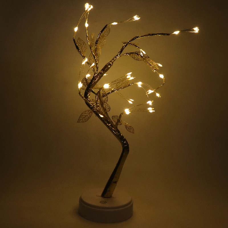 Night Light 72LEDs Artificial Leaf Bonsai LED Copper Wire Lamp