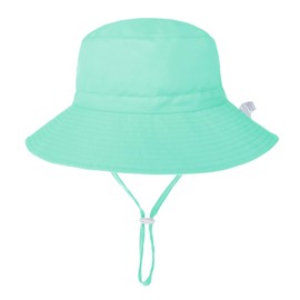 Sombrero de sol ajustable para bebé, playa, verano, sonrisa, cara, sombreros UPF 50+ para bebé y niño, Verde claro, 4-8 Años