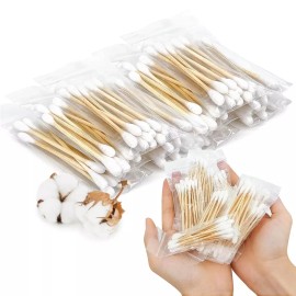 100 PCS 10팩 여행용 귀용 면봉 개별 포장 둥근 팁 원형 귀봉 청소용 호텔 [100PCS Round Tip Cotton Swab] 100 PCS 10 Packs Travel Ear Cotton Swabs Individually Wrapped Round Tip for Cleaning Hotel