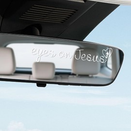 HQRNYP 4PCS Eyes On Jesus Rearview Mirror Decals, Car Stickers, Vehicle Rear View Vinyl Affirmation Stickers, Automotive Window Decoration Label Decals Accessories Fit for SUV Sedan Truck (White)