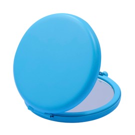 Compact Mirror for Purse, Metal Round Shell, Double-Sided 1X/2X Magnifying, Portable Travel Makeup Mirror, Mini Pocket Mirror, Deep Sky Blue, 4 Packs