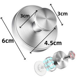 Gooandi Pack of 6 Suction Cup Hooks, Towel Holder with Suction Cup, Silver Suction Cup Hooks, No Drilling for Bathroom and Kitchen, Towel Hooks with Suction Cup, Stainless Steel, Reusable Suction Cups