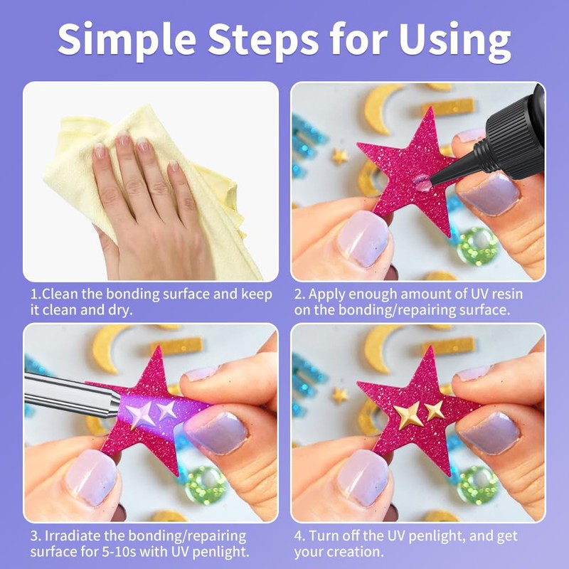 Honcaring UV Resin Kit with Light, Fast Drying Beginner-Friendly Kit,