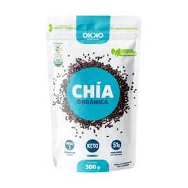 OKKO Semillas de Chía Orgánica, 300 g | Fuente de Omega | Gluten Free | Con fibra dietética | Ideal para dieta Keto, cetogénica