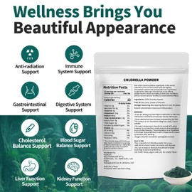 Chlorella Powder Natural- Chlorophyll Powder, Supports Immune System & Liver Function, Keep Youth, Vegan, Rich in Vegan Protein and Vitamins, 10 oz.