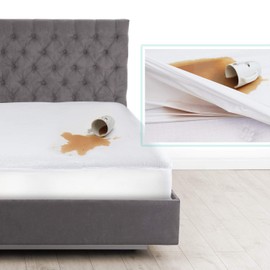 Nestl Bedding Protector de Colchón Alto de Tela de Rizo, Cubre Colchón Hipoalergénico Individual, Protector de Colchón a Prueba de Agua, Blanco       