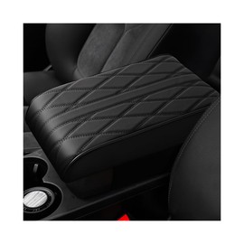 JNNJ Car Armrest Pad, Universal Centre Console Leather Padding, Waterproof Car Centre Console Cover for Most Vehicles, SUVs, Trucks, Cars (Black)