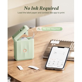 NIIMBOT Label Maker Machine Bluetooth Label Printer for School Home Office Organization, Wireless Mini Label Maker D110 Upgraded Version, Sticker Label Maker with 1 Roll Label, Green