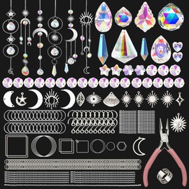 JYNTERPLAY 370 Pieces Sun Catcher Craft Set Crystal DIY Light Catcher Rainbow Pendant Crystals for Hanging Wind Chime for Window Garden Party Wedding Home Office Decor