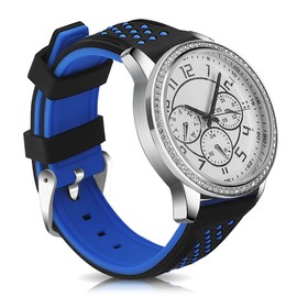 Narako Quick Release Silicone Watch Bands Divers Model Replacement Rubber Watch Strap 20mm 22mm 24mm 26mm Waterproof dot Bicolor Silver Buckle for Men and Women Sport (24mm, Blue)