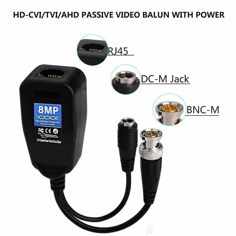 JUSTOP CCTV Balun RJ45 To BNC, 2MP/5MP/8MP 4K HD Video