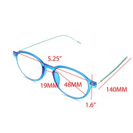ColorViper Flexible Memory Frame reader Unisex lightweight Reading Glasses (Round transparent shiny blue, 3.00)