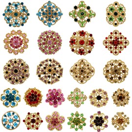 WeimanJewelry Gold Plated 24pcs Crystal Rhinestones Brooch Pins for DIY Wedding Bouquets Kit (multicolor)