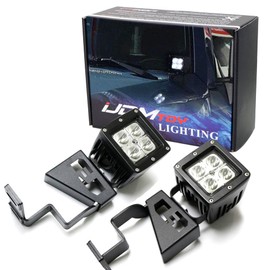 iJDMTOY LED Front Cowl Light Kit Compatible with 2007-2014 Toyota FJ Cruiser, Includes (2) 20W High Power LED Pod Lights & Windshield A-Pillar Mounting Brackets