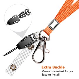 3 Pack Neck Lanyard with ID Badge Holder, Office Strap Lanyards, Stainless Metal Swivel Hook for Name Tag, Badge Holders, Keychains, Card, Orange