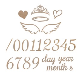 モクモ 日本製 木製レターバナー 月齢フォト バースデー ベビー撮影用 ガーリー パーツ23個セット ティアラ 天使の羽 天使の輪 ハート付き