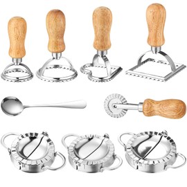Dumpling Stamp Machine 9-Piece Set, Stainless Steel Dumpling Press and Dumpling Kitchen Accessories for Dumplings, Cookies, Lasagna, Pasta Cutter and Stamps