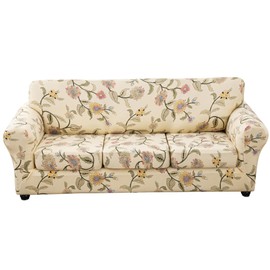 ARNTY Stretch Sofa Covers for 1/2/3 Cushion Sofa Furniture Slipcovers with Improved Thicker Jacquard Fabric (Blossoming World, 2 Cushion Sofa Covers)