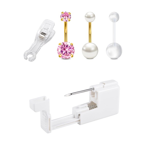 QWALIT Belly Button Piercing Kit Belly Piercing Kits Gold Belly