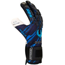 Renegade GK Limited Edition Rogue Maelstrom Goalie Gloves with Fingersaves | 4mm Giga Grip | Blue Goal Keeper Gloves (Size 10, Adult, Mens, Neg. Cut, Level 4+)