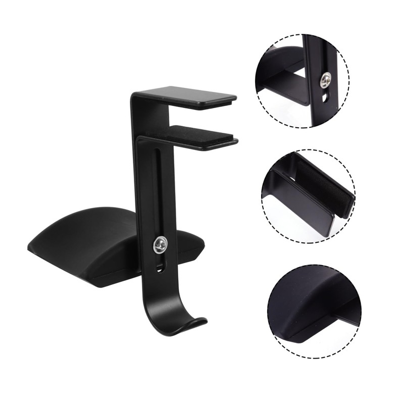 SHOWERORO Adjustable Metal Headset Holder Clip Ergonomic Headphone Hanger Hook