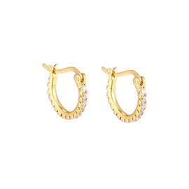 Mini Round Cut CZ Creole Hoop Earrings