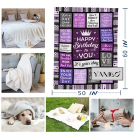 Yamco Birthday Gifts for Women - Happy Birthday for Woman Throw Blanket 60"x50" - Women's Birthday Gifts Unique - Cool Presents for Her Birthday - Female Bday Gift Ideas Friendship - Bday Decorations