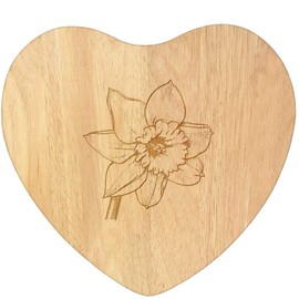 'Welsh Daffodil' Wooden Heart Shaped Chopping/Cutting Board (WB00081078)