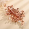 Teyglen Rose Gold Rhinestone Bridal Hair Clips Flower Bride Wedding