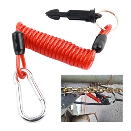 YGDMD 4Ft Trailer Breakaway Cable,High Rebound Trailer Brake Away Cable with Tensioning,Spring-Coiled Trailers Emergency Brake Cables Trailers Accessories for Secure Towing