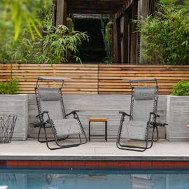 Homall Zero Gravity Chair Patio Lawn Chair Lounge Chair Folding Recliner Adjustable Outdoor with Canopy Shade,Cup Holder (Grey)