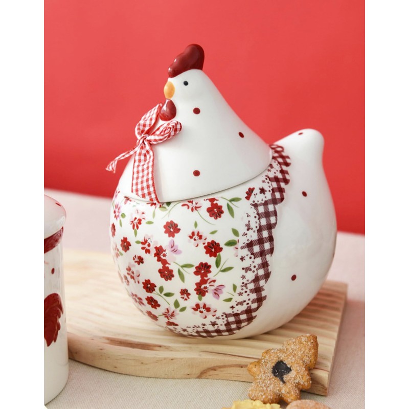 Bicuzat Rural Chicken and Flower Pattern Ceramic Easter Sugar Canister