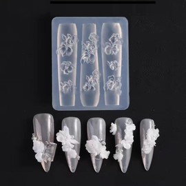 LIFOOST Flower Silicone Nail Molds Carving Template Floral Casting Molds Flower Nail Charms Manicure Tools