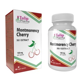 Montmorency Cherry 5,000mg Equivalent (100mg of 50:1 Extract) 180 Vegan Capsules, 3rd Party Lab Tested, Natural Tart Cherry