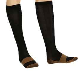 Copper Compression Socks Knee High - For Men & Women - Boosts Circulation, Provides Support, Helps Soothes Tired Leg & Feet (Black, Small/Medium)