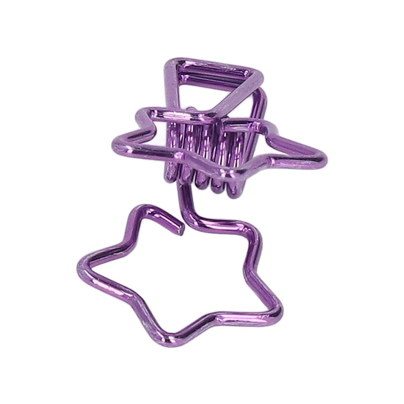 100pcs Star Binder Clips Cute Cartoon Hollow Strong Clamping Force