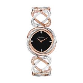 Sekonda Hidden Hearts Ladies 29mm Quartz Watch in Black with Analogue Display, and Two Tone Alloy Strap 40508