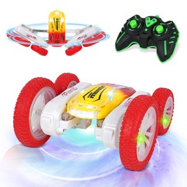 YAZHIYI Remote Control Car, Double-Sided RC Stunt Car, 360° Rotating 4WD Off-Road RC Cars with Lights and Sounds, 2.4Ghz Rechargeable RC Toy Car for Boys 4-7 8-12 Birthday Xmas Gift