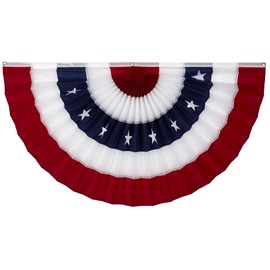 American Pleated Fan Flag Bunting. 100% Made in America by Old Glory Bunting. 3 x 6 ft Stars & Stripes USA Indoor/Outdoor Cotton Bunting Banner. Perfect for July 4th & patriotic events.