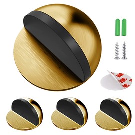 Hantoc 4 Pack Floor Door Stopper Stainless Steel, Oval Floor Mounted Door Stops with Screws and Glues Fit Most Door Brass