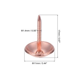 sourcing map Upholstery Tacks Nail Pins Furniture, 50Pcs 11x17mm Thumb Tack Pins Assortment Kit Carbon steel for Home Sofa DIY Decorative Nail Heads Nails, Rose Gold