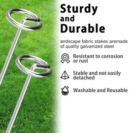 Yuleimy 6" Circle Top Landscape Pins, Galvanized Landscape Fabric Stakes for Weed Barrier Fabric, 8 Gauge Not Easy to Bend & More Holding Power Than U-Shape Garden Staples, 40 PCS