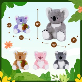 OUOZZZ Koala Stuffed Animals with 4 Babies Inside 12" Baby Toys, Koala Plush Gift Present for Girls Boys First Birthday Gift Kids Toddler