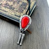 QUKE Red Stone Bolo Tie Native Western Cowboy Handmade Genunie