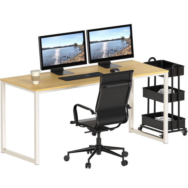 SHW Home Office 55 Inch Computer Desk, 24" Deep, Oak