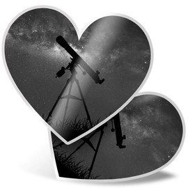 2 x 7.5cm Heart Stickers - Telescope Night Sky Astronomy Space Decals 41196