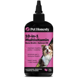 Pet Honesty Dog Multivitamin Supplement with Salmon Oil for Dogs - Allergy Itch Relief, Digestion, Skin & Coat Health, Liquid Supplement - Dog Food Topper Bone Broth with Prebiotics (12 oz)