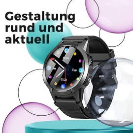 Save Family Slim 4G Smart Watch for Kids with Video Call, Call, Chat, SOS Button, Stopwatch and Pedometer, IP67 Waterproof Smart Watch for Kids with a Modern and Discreet Design, black, stripes