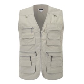 TELENUSA Mens Outdoor Casual Vest Summer Lightweight Multi Pockets Multifunction Gilets