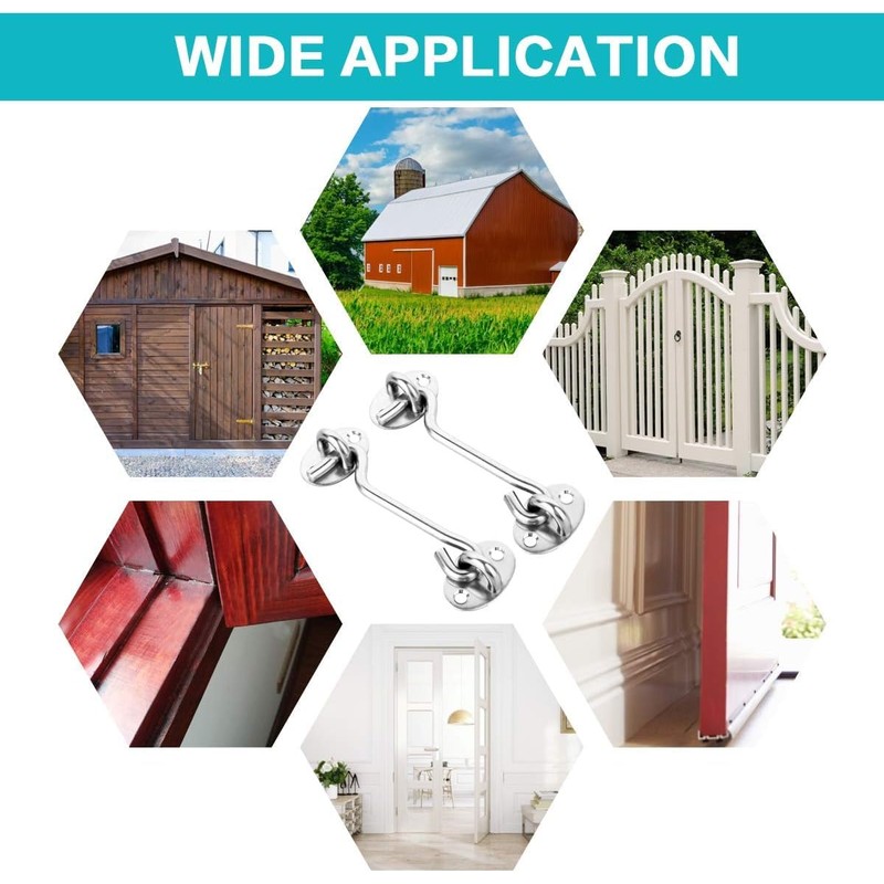 zukent 3inch Stainless Steel Cabin Hook Gate Hook and Eye